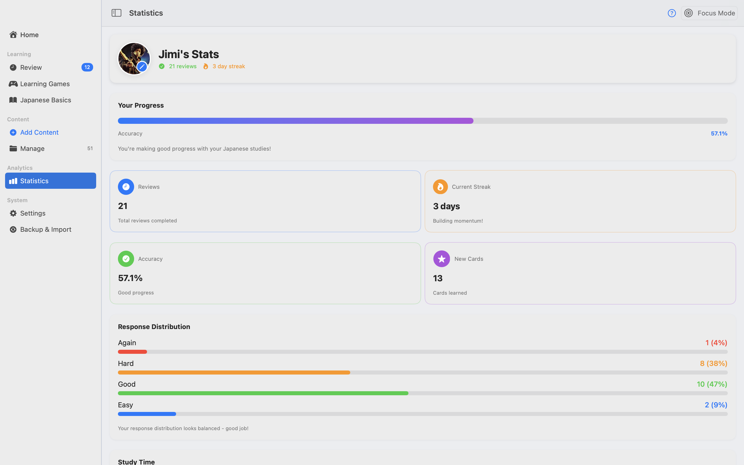 Shizen Stats Screen